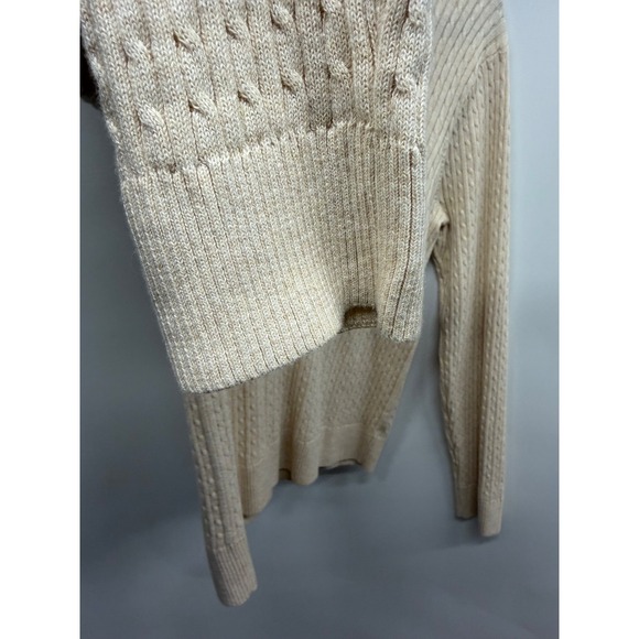 Jeanne Pierre Womens Cream Classic Cable Knit Fisherman Sweater Large NWOT - Picture 3 of 8